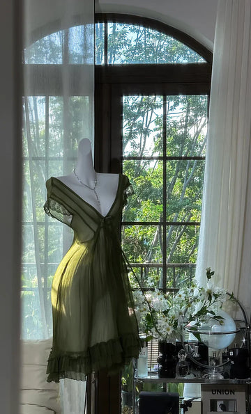 Sexy Dark Green Flowy A Line V Neck Chiffon Short Homecoming Dress Cocktail Dress HZ1023